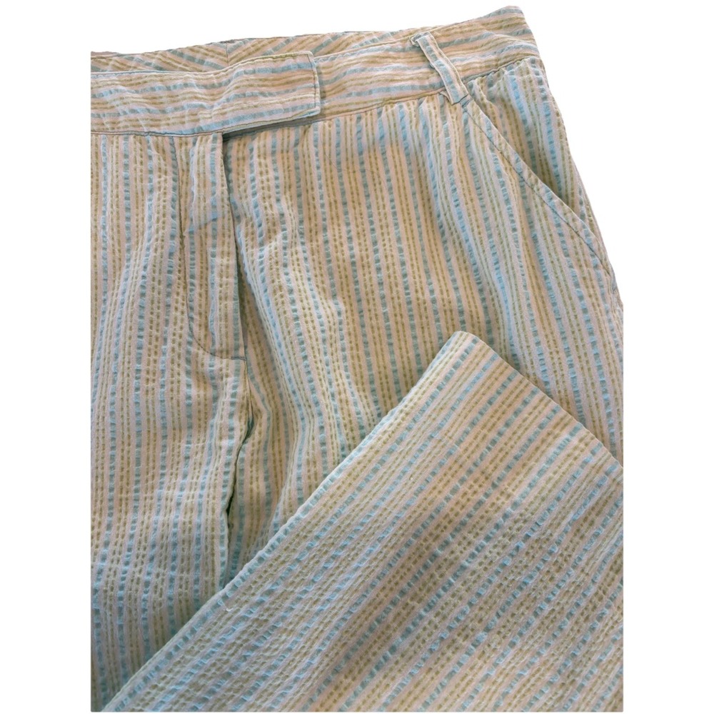 Lilly Pulitzer Size 2 Pants Seersucker Green Blue White Striped Beach Preppy EUC